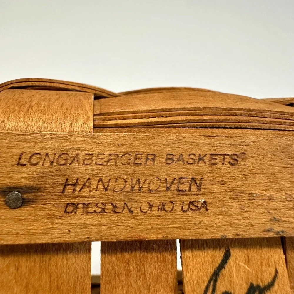 Longaberger Handwoven Wall Hanging‎ Basket 1993 Brown Navy Accents | Farmhouse